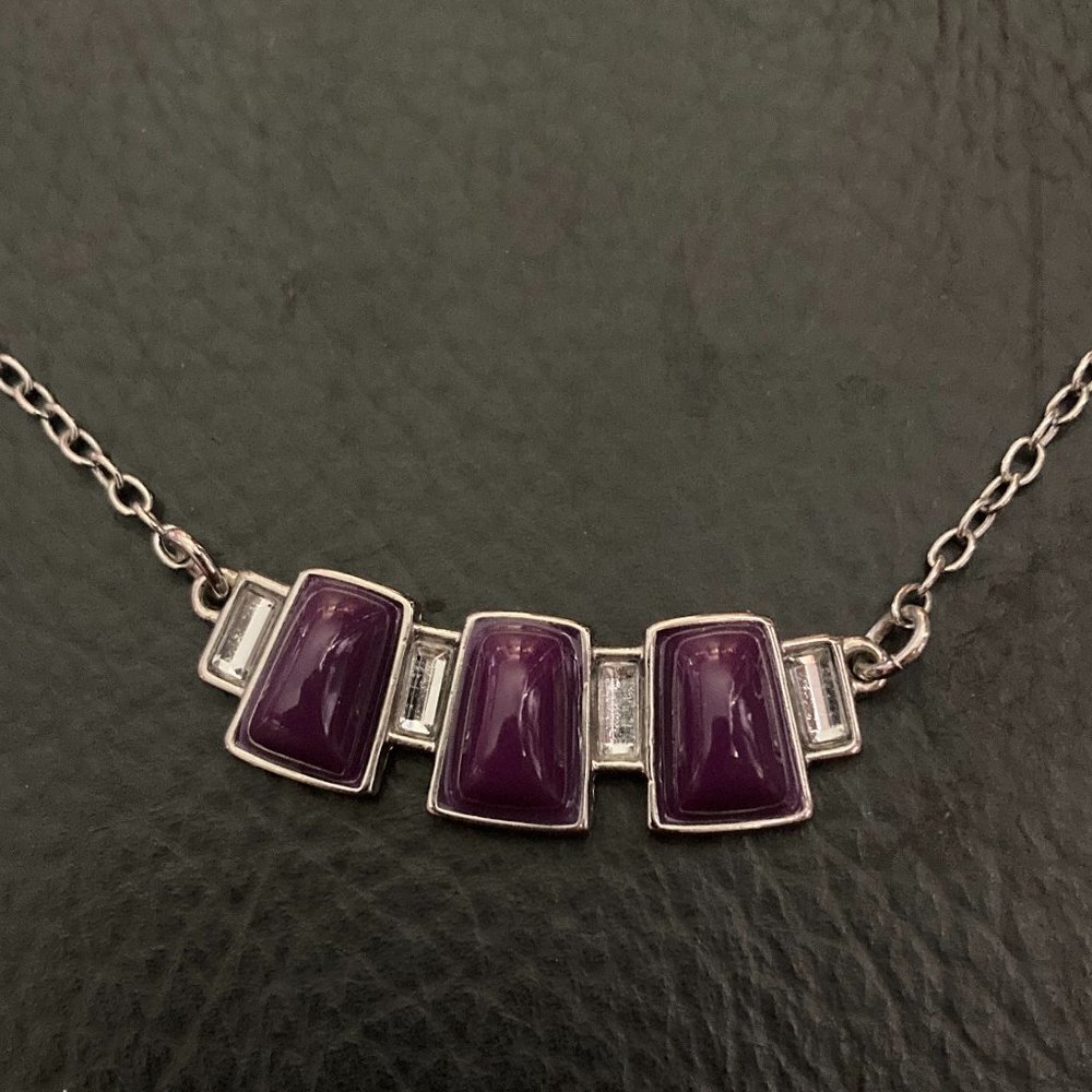 Women's necklace Lia Sofia silver tone and purple